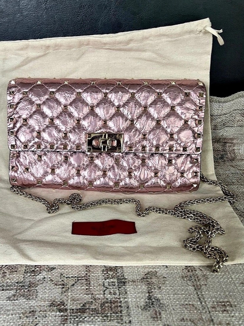 Valentino Rockstud Quilted Spike Pink Bag